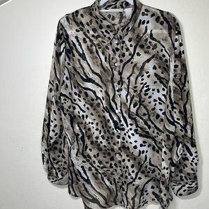 Alfred Dunner Semi Sheer Buttondown Top